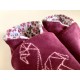 Chaussons en cuir souple - prune - flamand rose origami