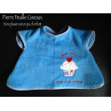 Bavoir à manches - tablier brodé pour bébé (6-30mois) - bleu - mon petit chou à la crème