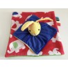 Doudou lapin plat - jaune bleu rouge